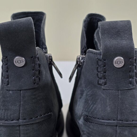UGG Pixley Boots Womens 7.5 Black Gray Nubuk Ankle Stacked Heel Y2K SN 1095057 - Picture 9 of 15